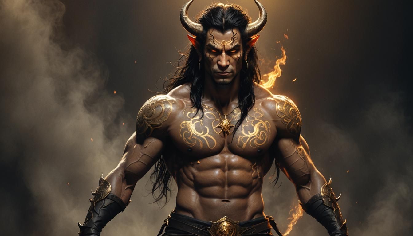 Tiefling Paladin with Glowing Eyes: Dark Fantasy Art