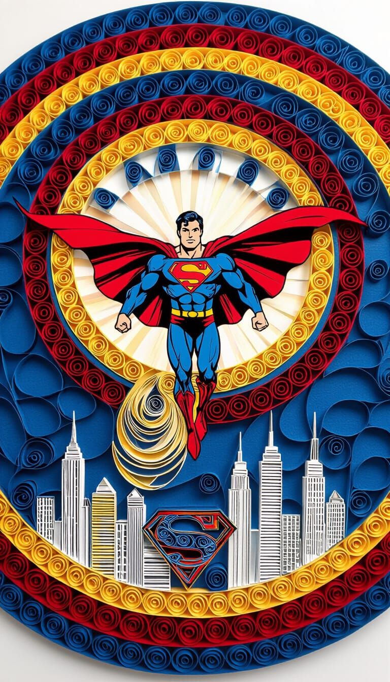 Superman Paper Quilling Mandala Art