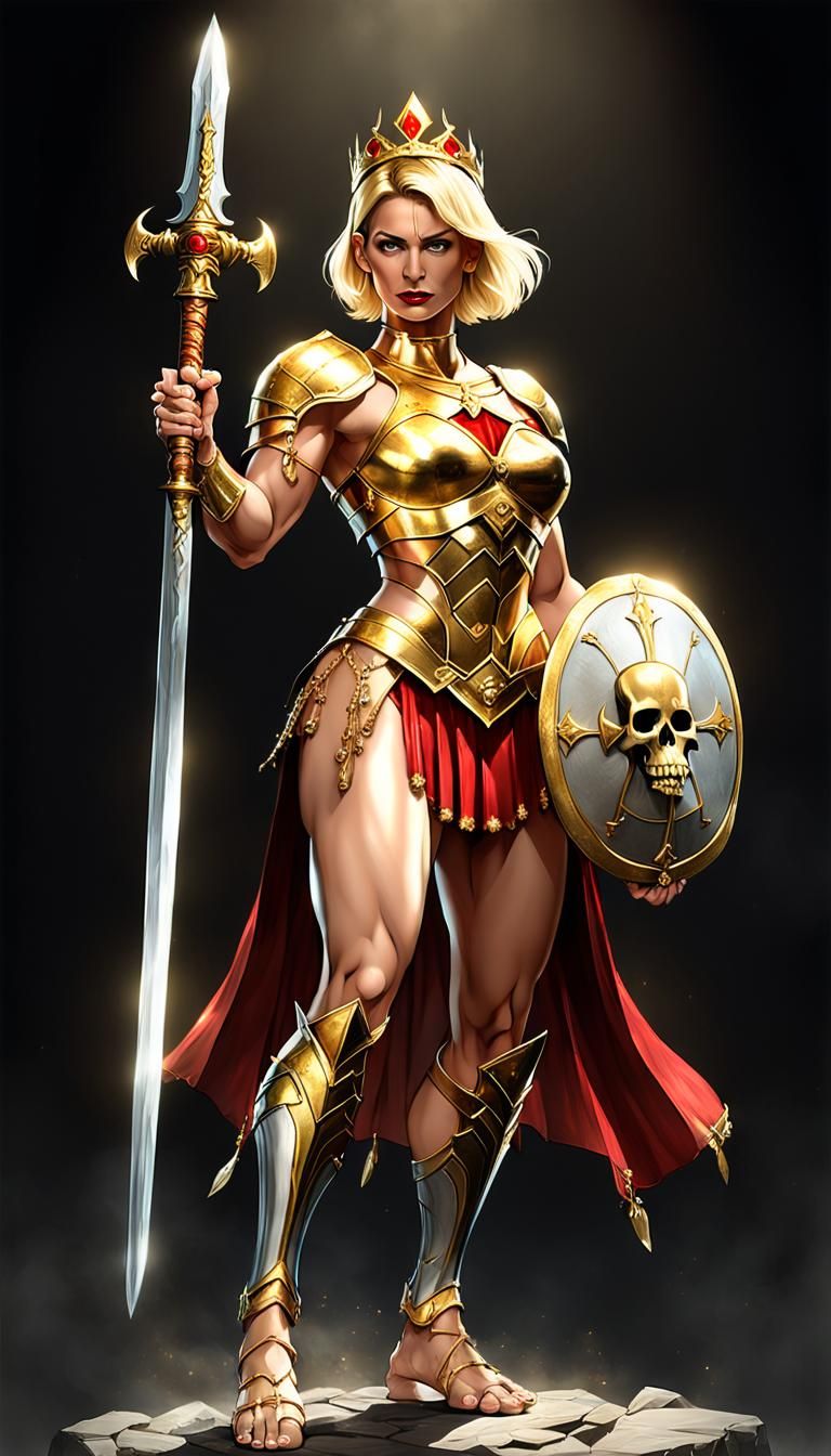 Fantasy Warrior Princess with Skull Sword