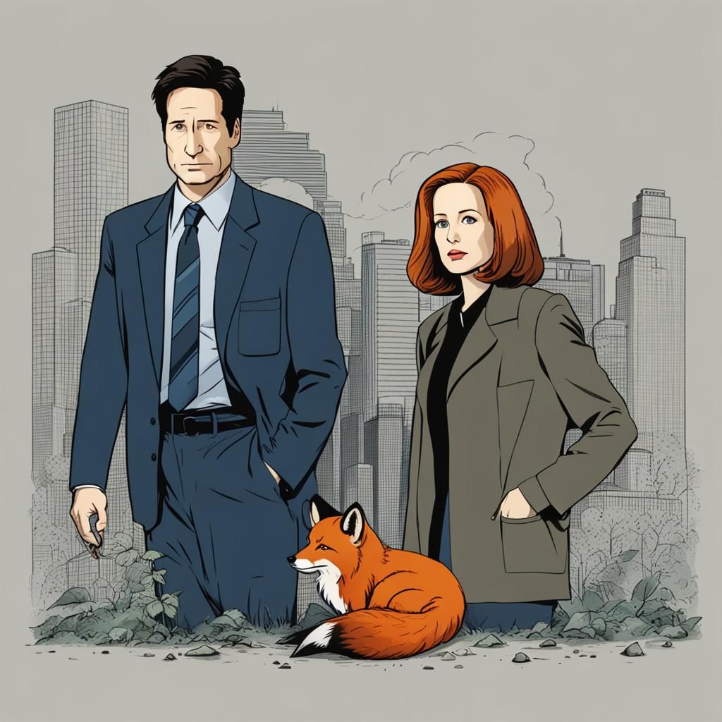 Fox Mulder and Dana Scully in Noir
