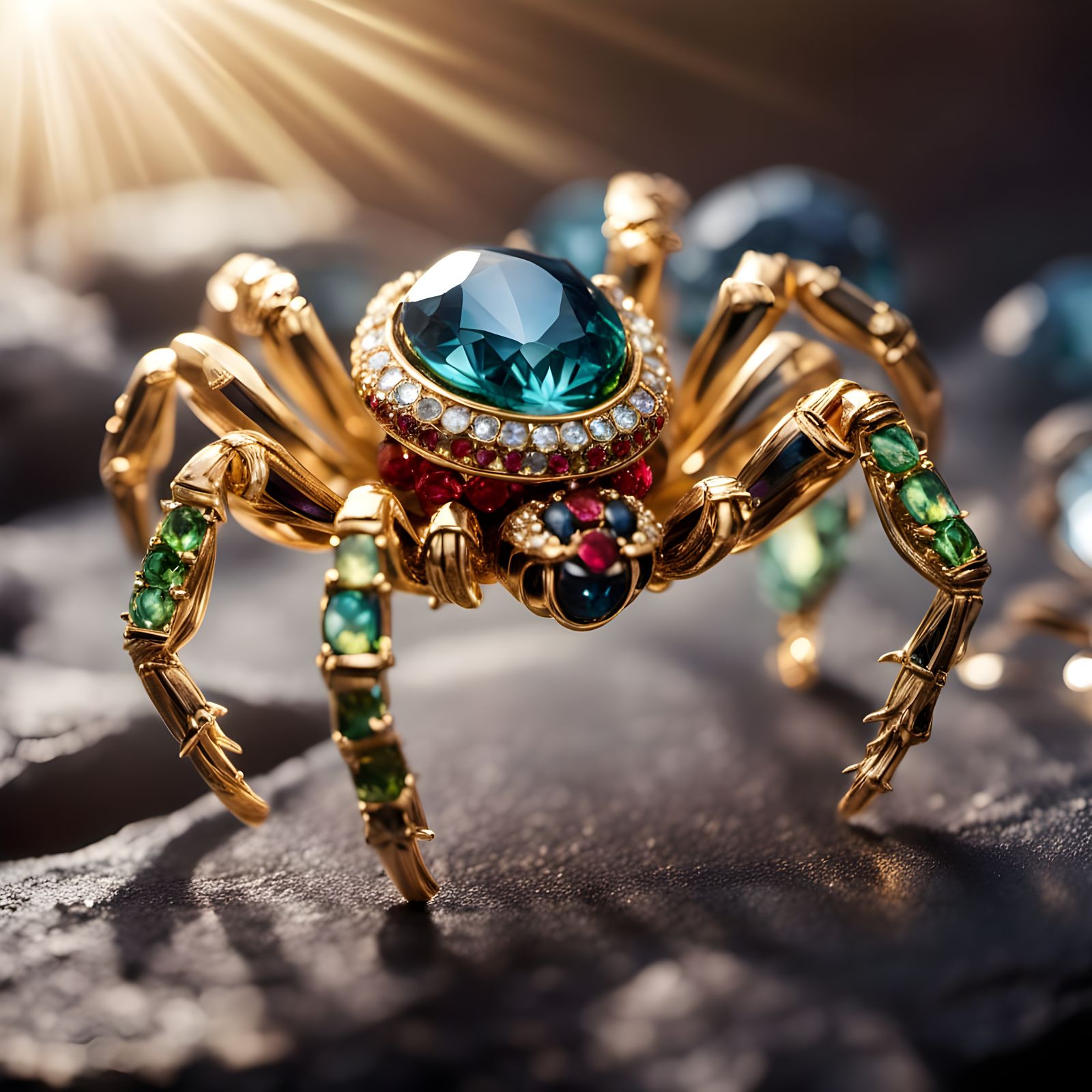 A Tiny, Glittering Golden Ring Featuring a Colorful, High-Re...