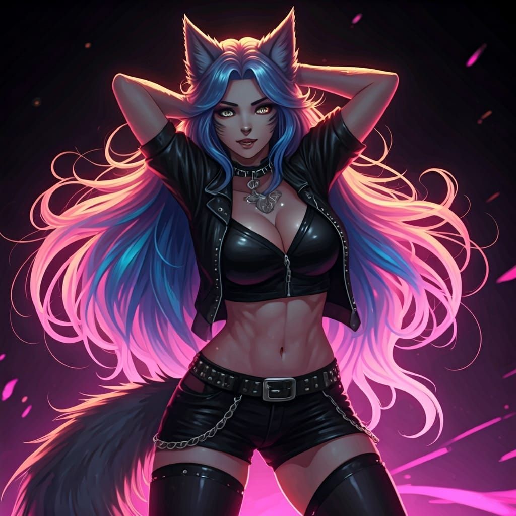 Dancing Anthro Hybrid in Manga Heavy Metal Style