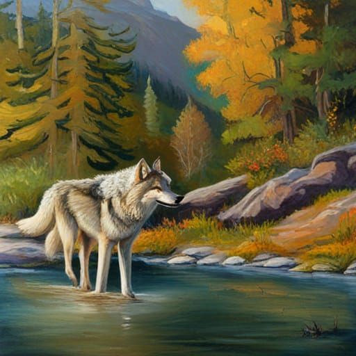Wolves at Dawn by the River