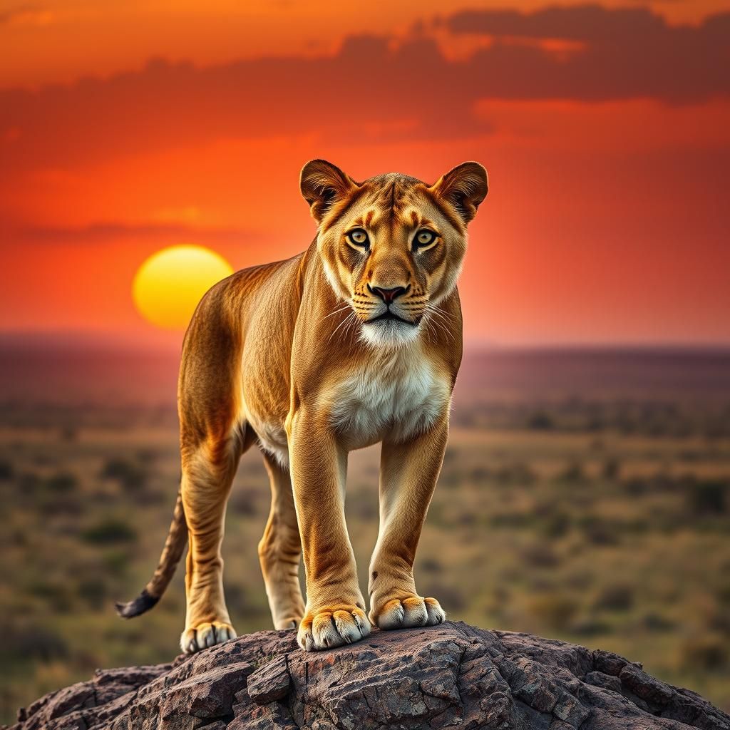 Majestic Lioness Surveys Her Kingdom