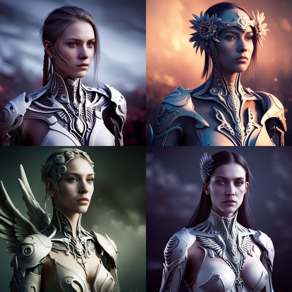 beautiful cyborg young warrior, 3d HD flowery glawing 8k resolution 4k cinematic realistic gothic style expressionism ma...