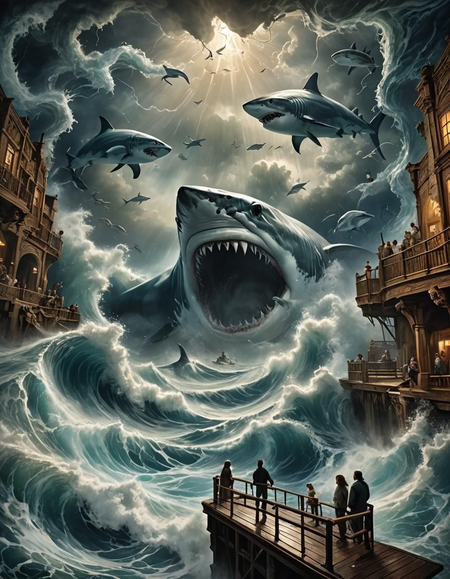 The Tempest's Eye: Sharks in a Swirling Storm