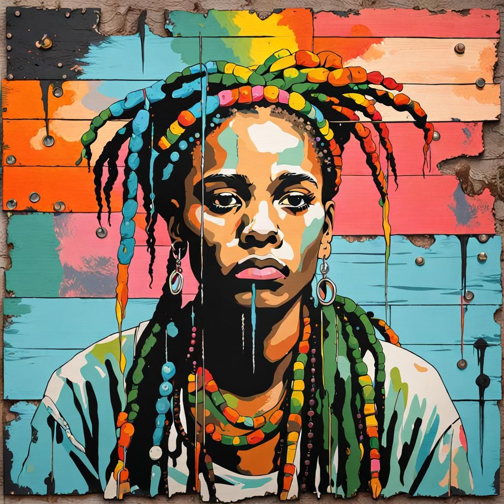 Colorful Pop Art of Girl with Dreadlocks