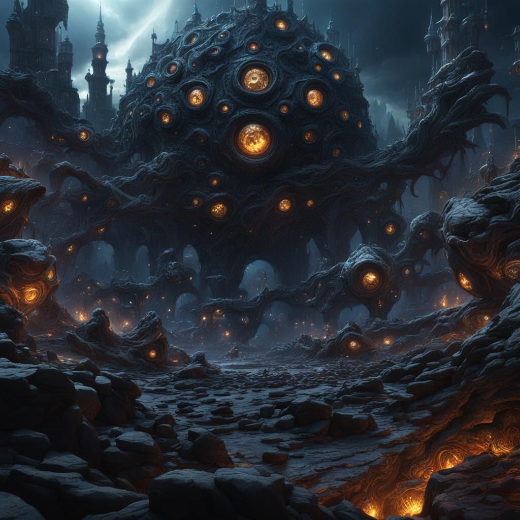 Eerie Eyes in the Dark: A Matte Painting