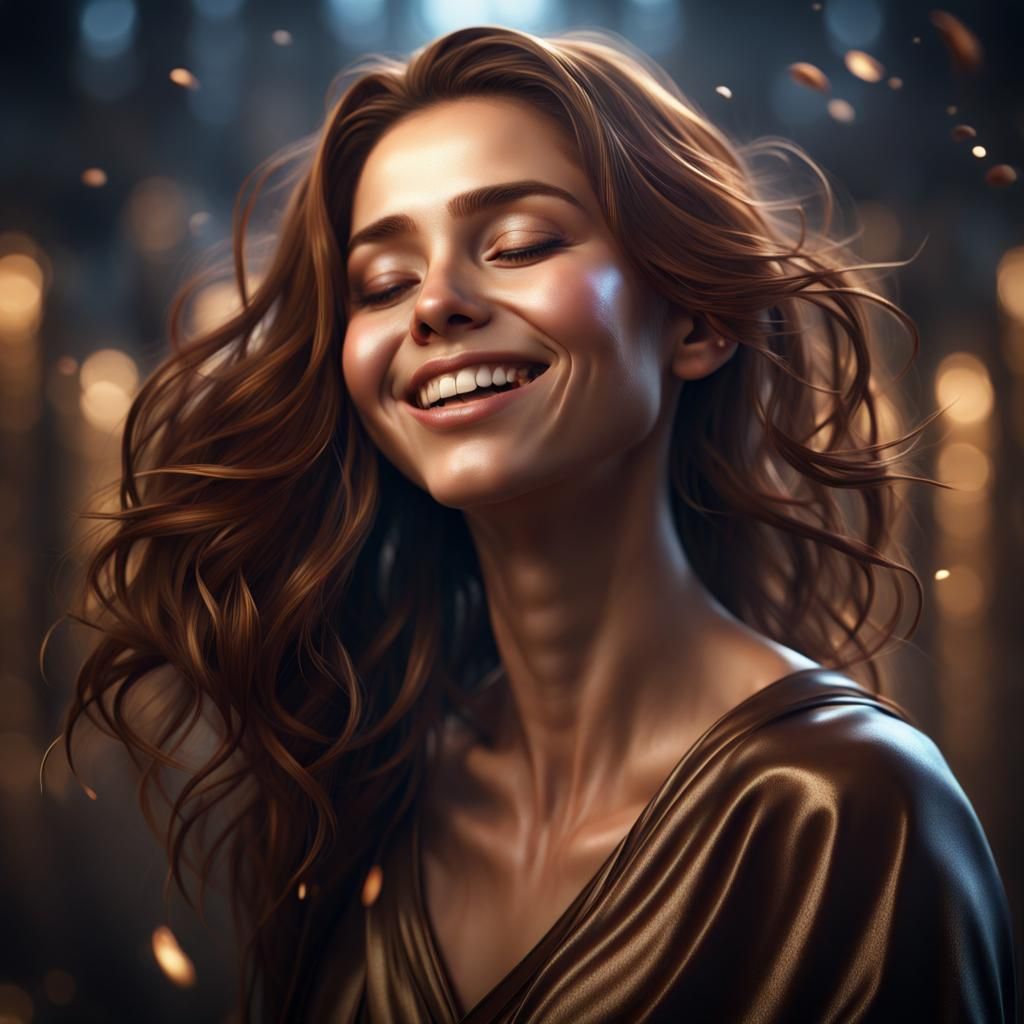 Happy Girl Portrait in Detailed Matte Painting Style