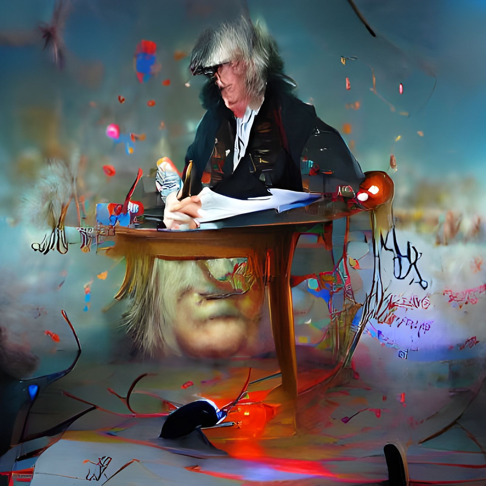 Jefferson Writes Declaration: Steadman-esque Digital Illustr...