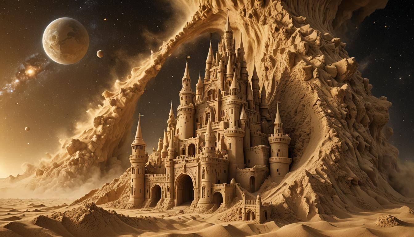 Hyperrealistic Sandcastle Shoots into Space