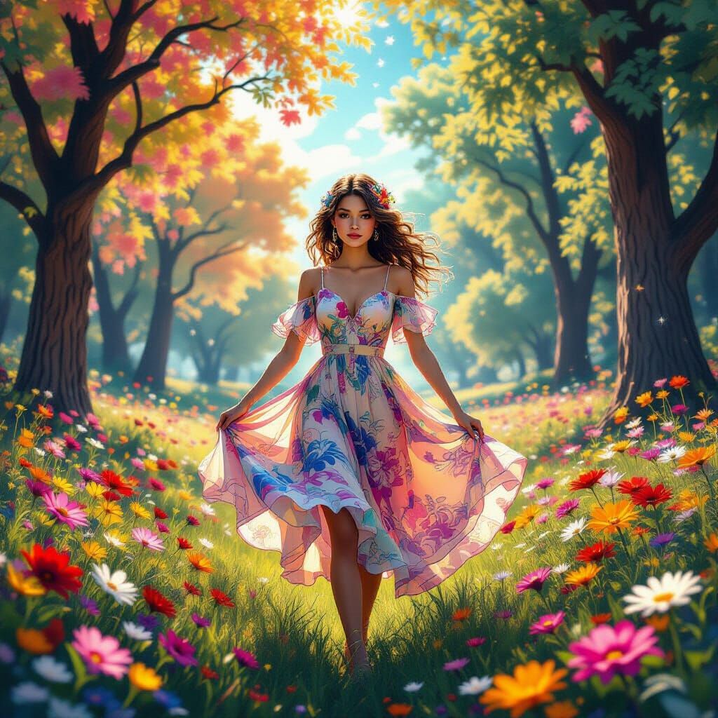 Girl in Fractal Psychedelic Park