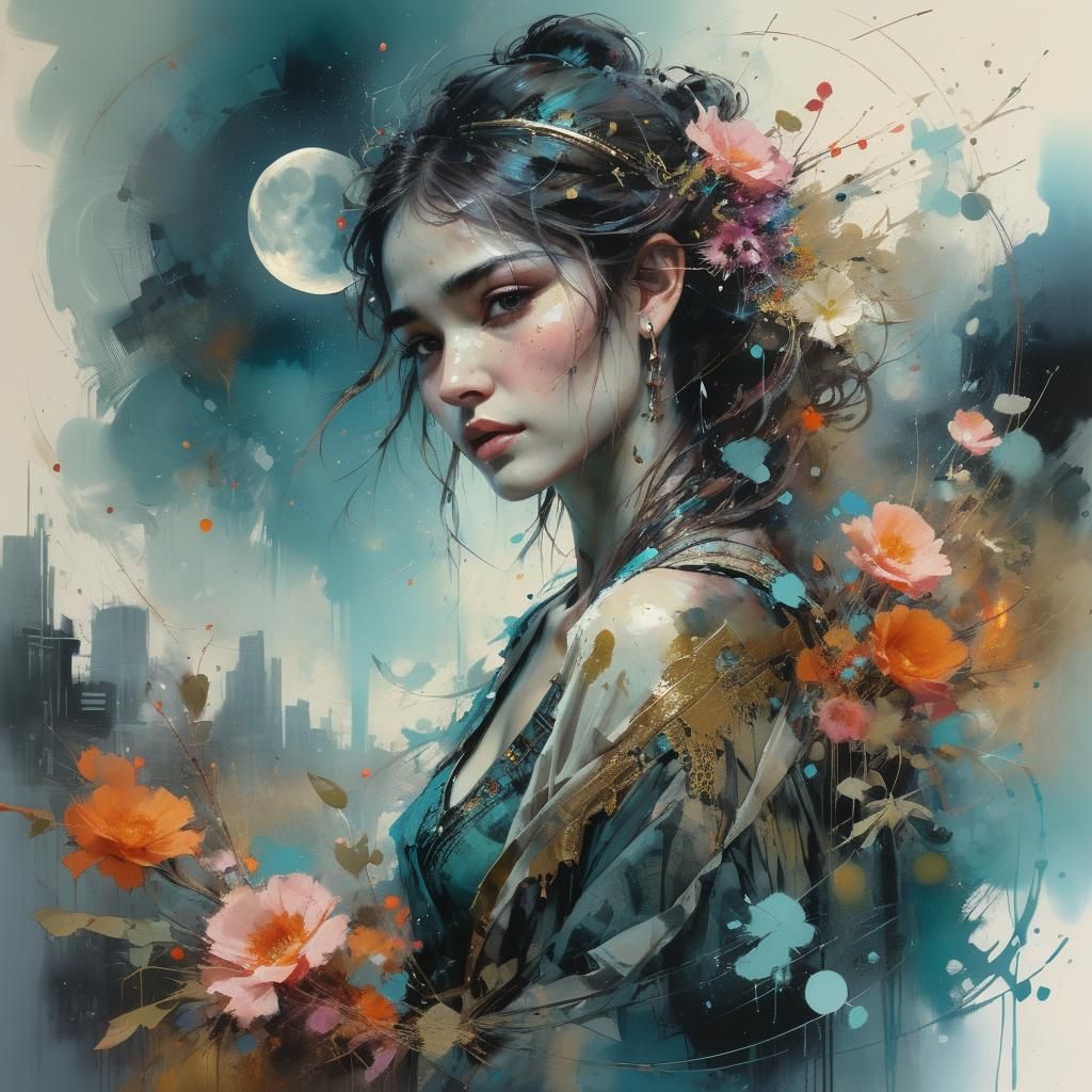 Textured Speedpaint with Ornate Moon