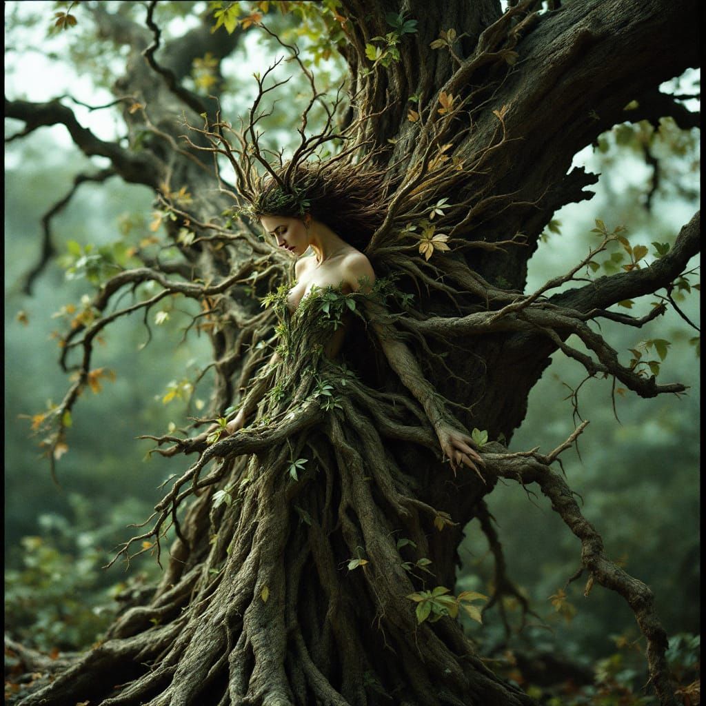 Arboreal Fairy With Branch Wings In Cinematic Style