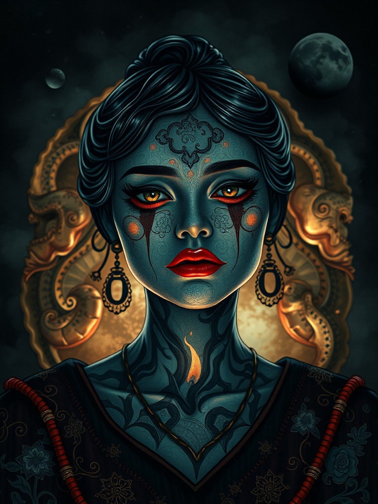 Dichroic Portrait with Cloisonné and Ammonite Textures