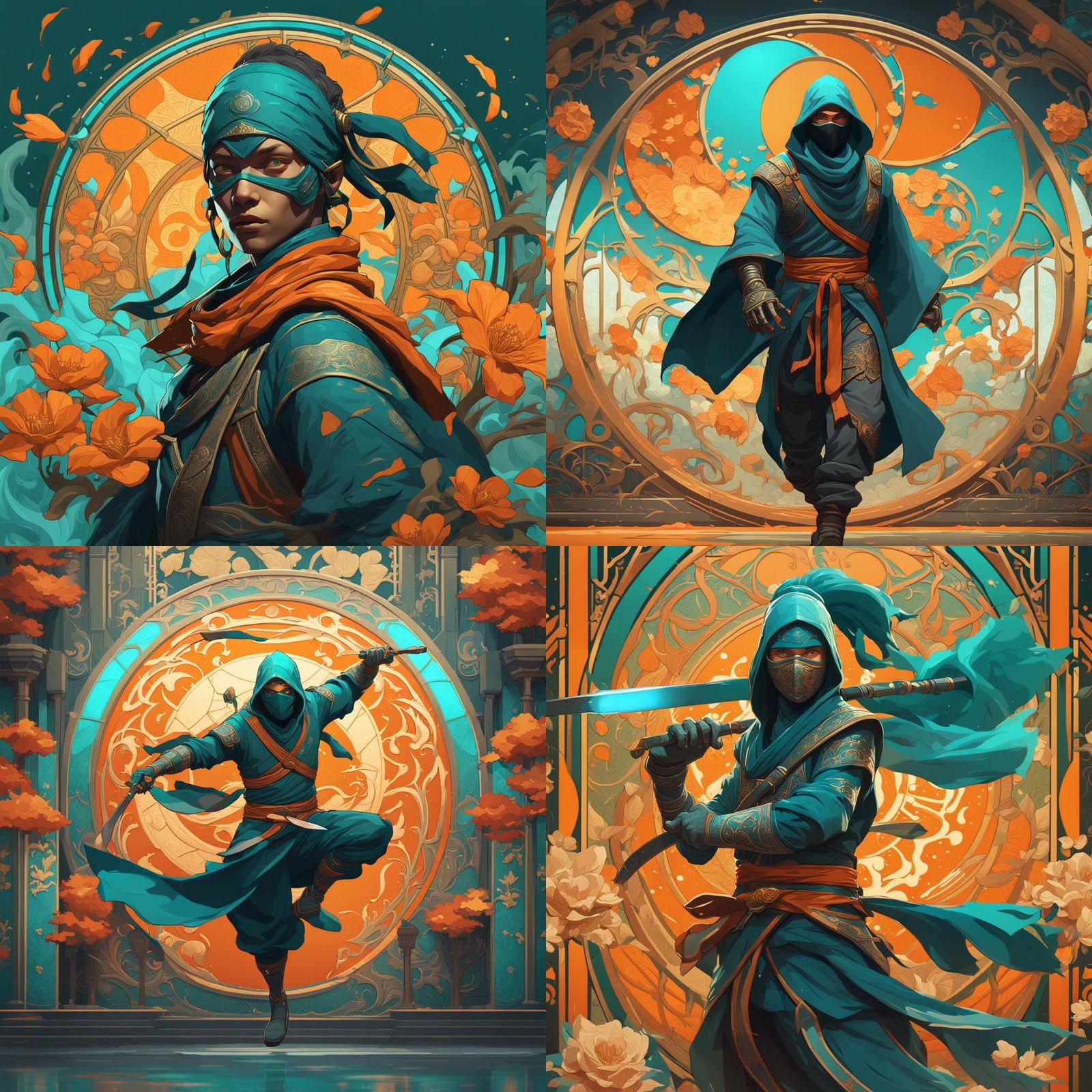 Art Nouveau Ninja Concept Art in 8K Resolution