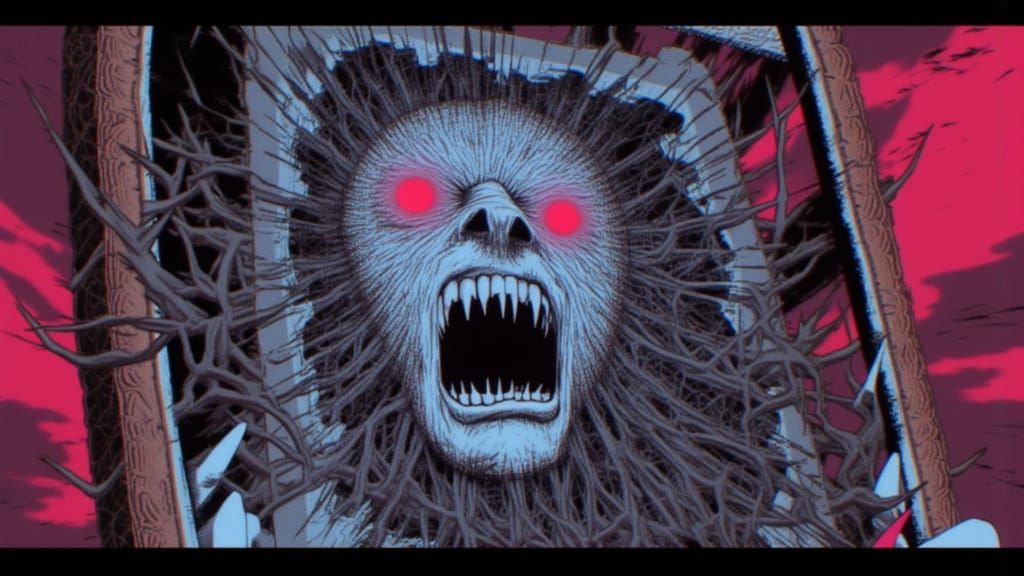 Shattered Mirror Reflects Screaming Figure in Shoujo Manga S...