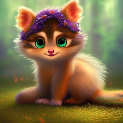 Adorable Raccoon Surrounded by Goldfish: 3D Digital Art