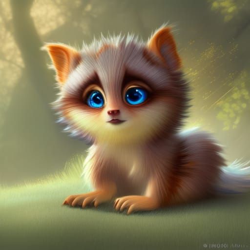 Adorable Raccoon with Goldfish: 3D Digital Art