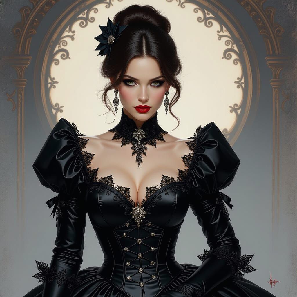 Silver Android in Dark Victorian Shadow