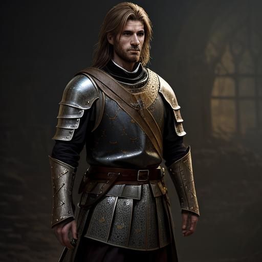 Young Medieval Knight with Griffin Silhouette