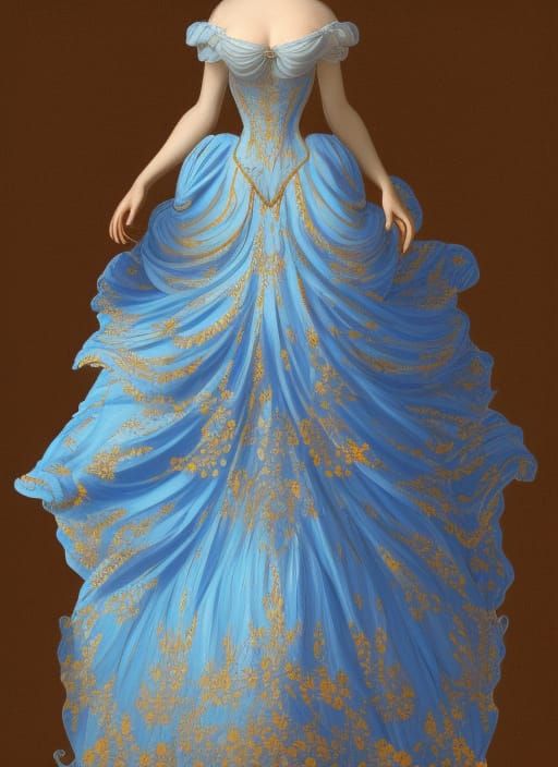 Lavish Rococo Gown in Light Cornflower Blue