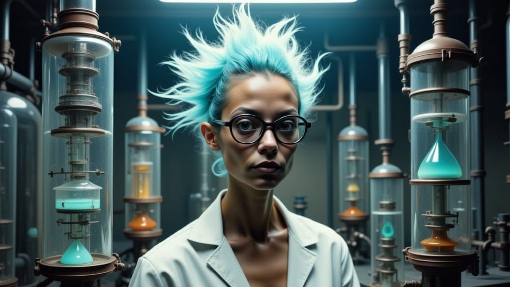 Cyberpunk Mad Scientist with Electric Hair