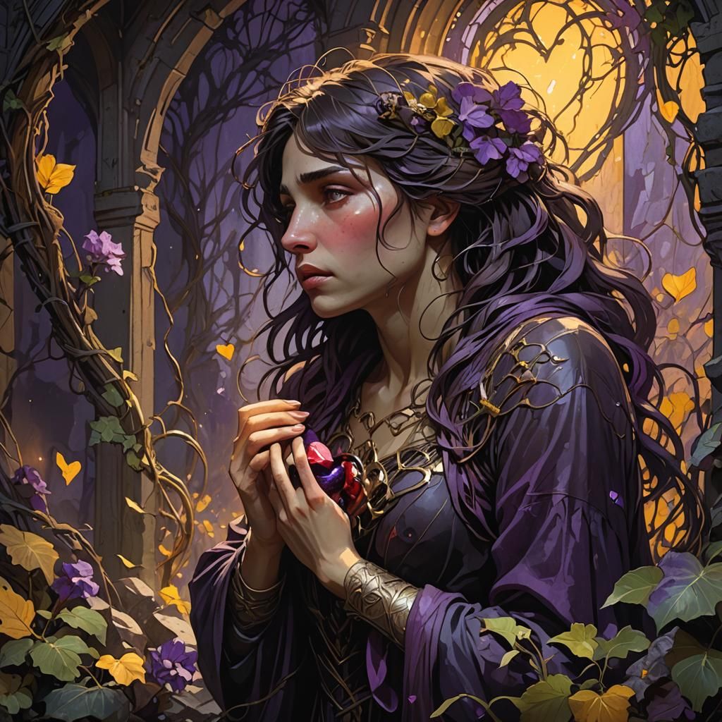 Sobbing Woman in Abandoned Room: Dark Fantasy Art