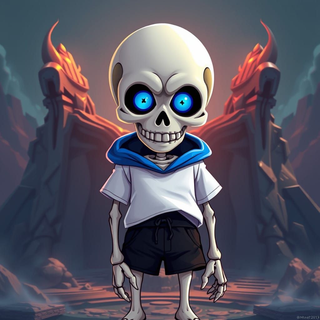 Intricate Sans: 16-bit Inspired Character in Fantasy Art Sty...