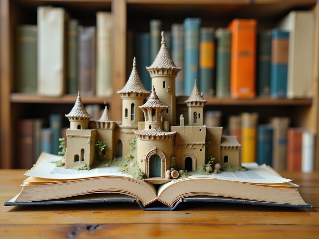 Clay Castle on Bookshelf in Neurographic Style