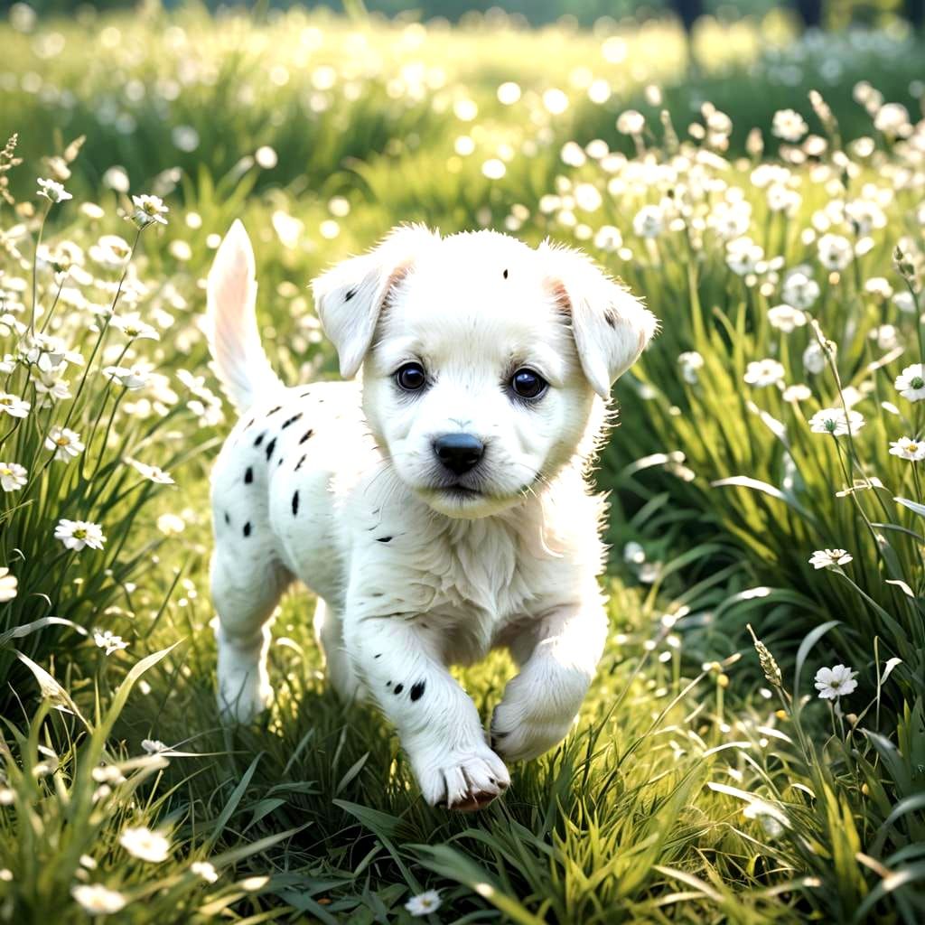 Cute Puppy with Black Spots in 3D