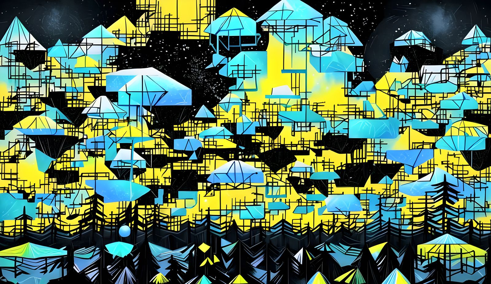 Winter Forest Landscape with Graphic Score Elements