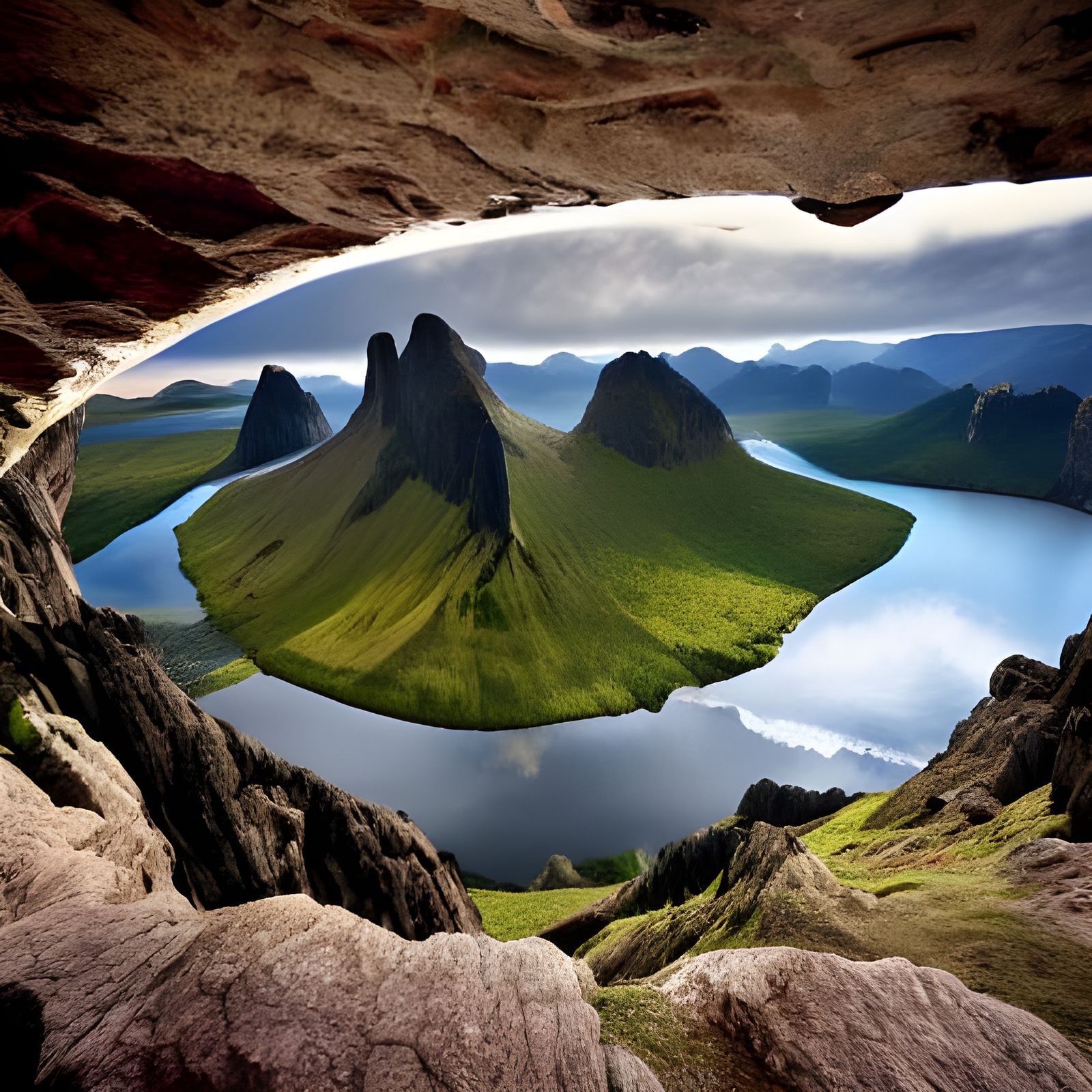 Surreal Arches Over Lagoon with Magical Motions