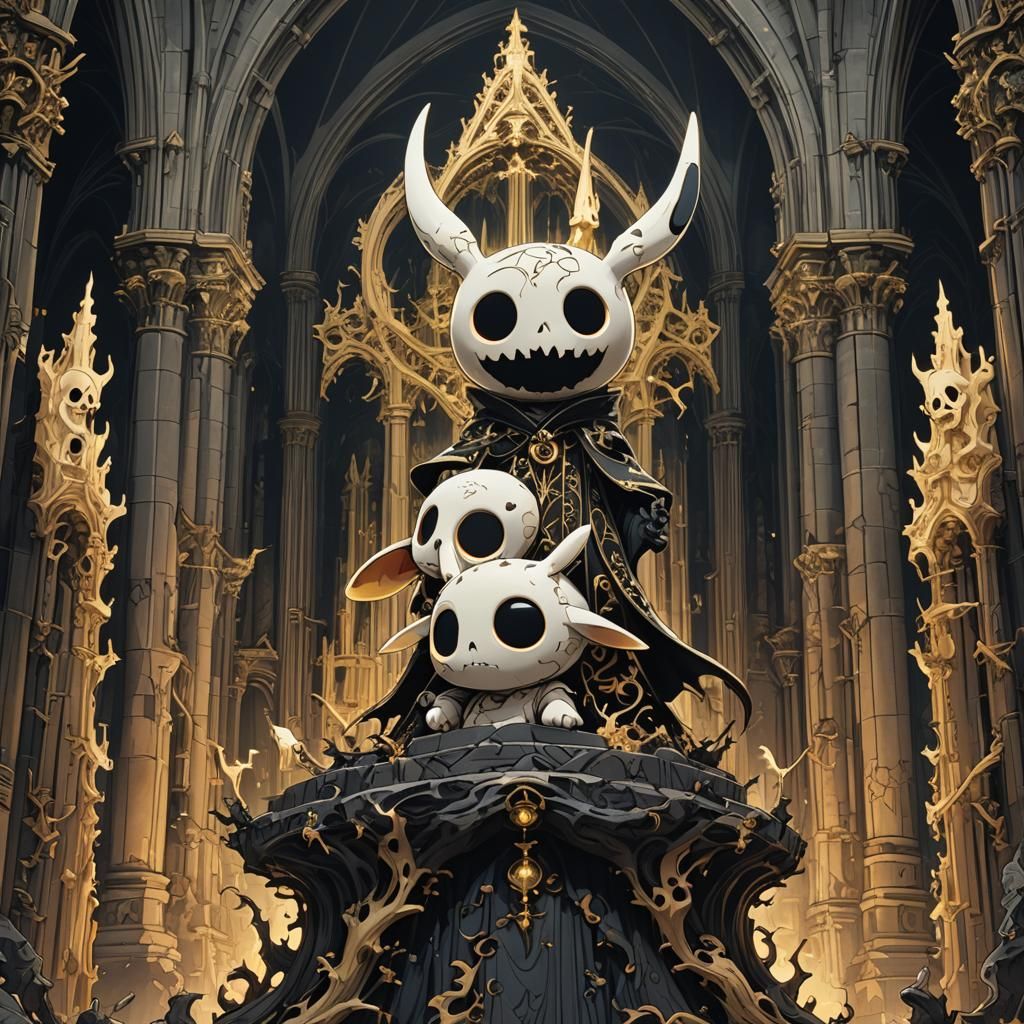 Demonic Porcelain Mimikyu in Dark Fantasy Anime Art