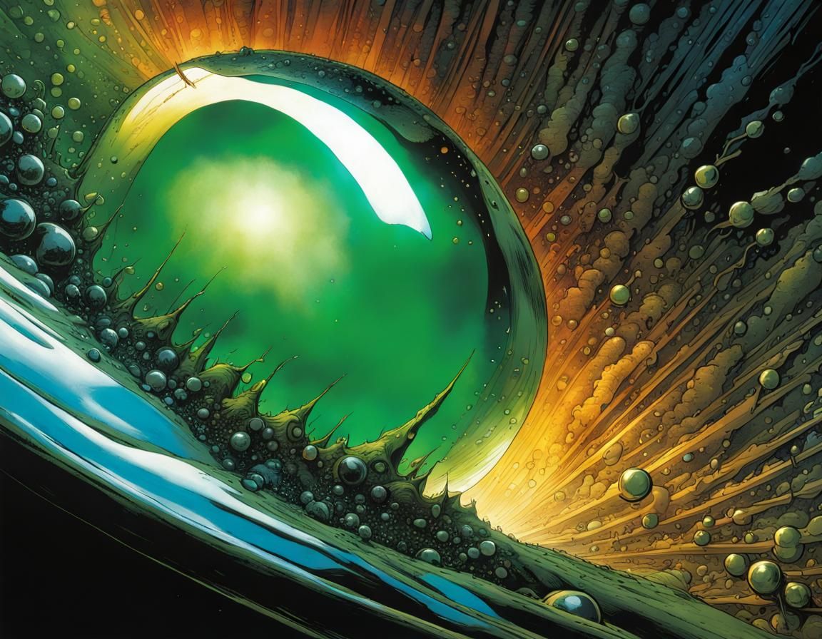 Apocalyptic Reflection: Dew Drop Comic Book Art