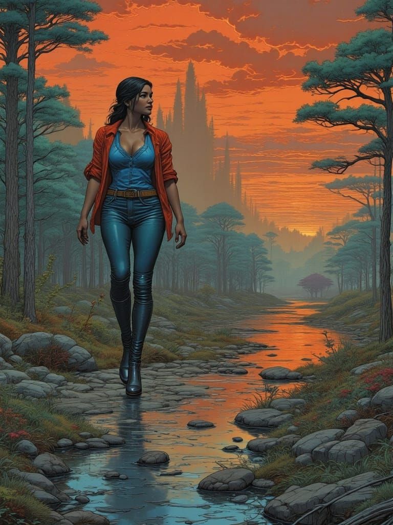 In duskfire-braided cords, painting with a radiant bristle <...