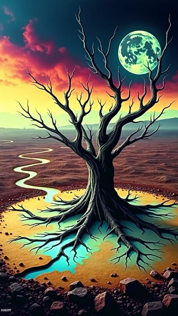 Barren Wasteland: A Dystopian Metallic Landscape