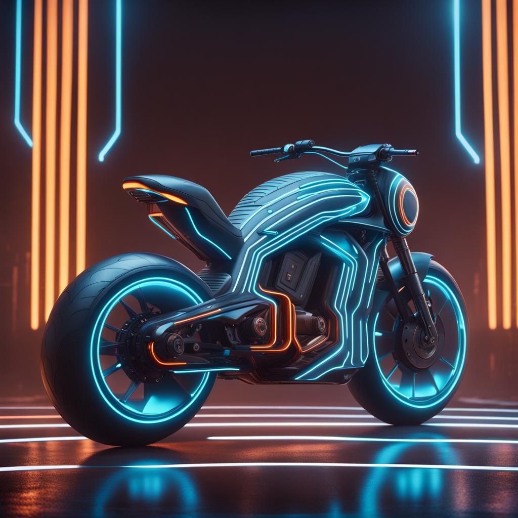 Tron Motorcycle in Detailed Matte Painting