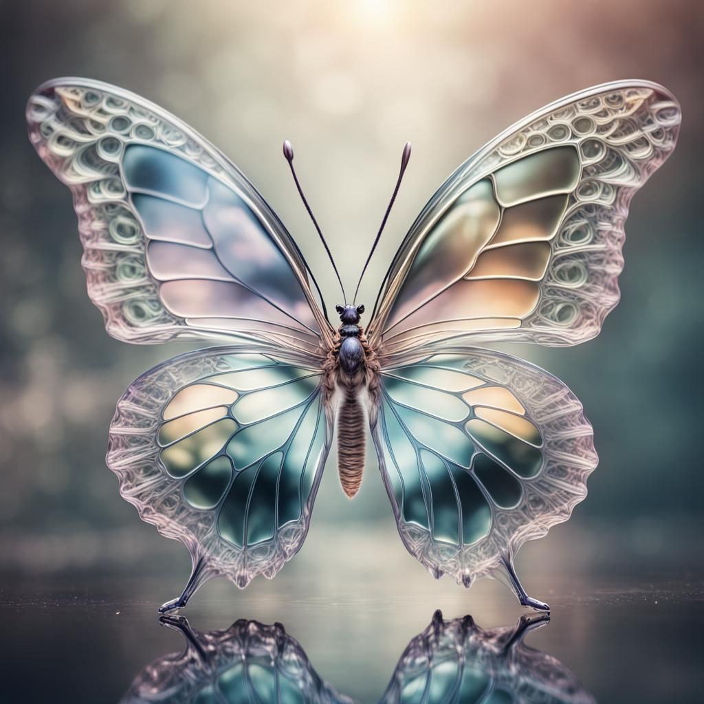 Glass Butterfly with Reflective Crystal Details