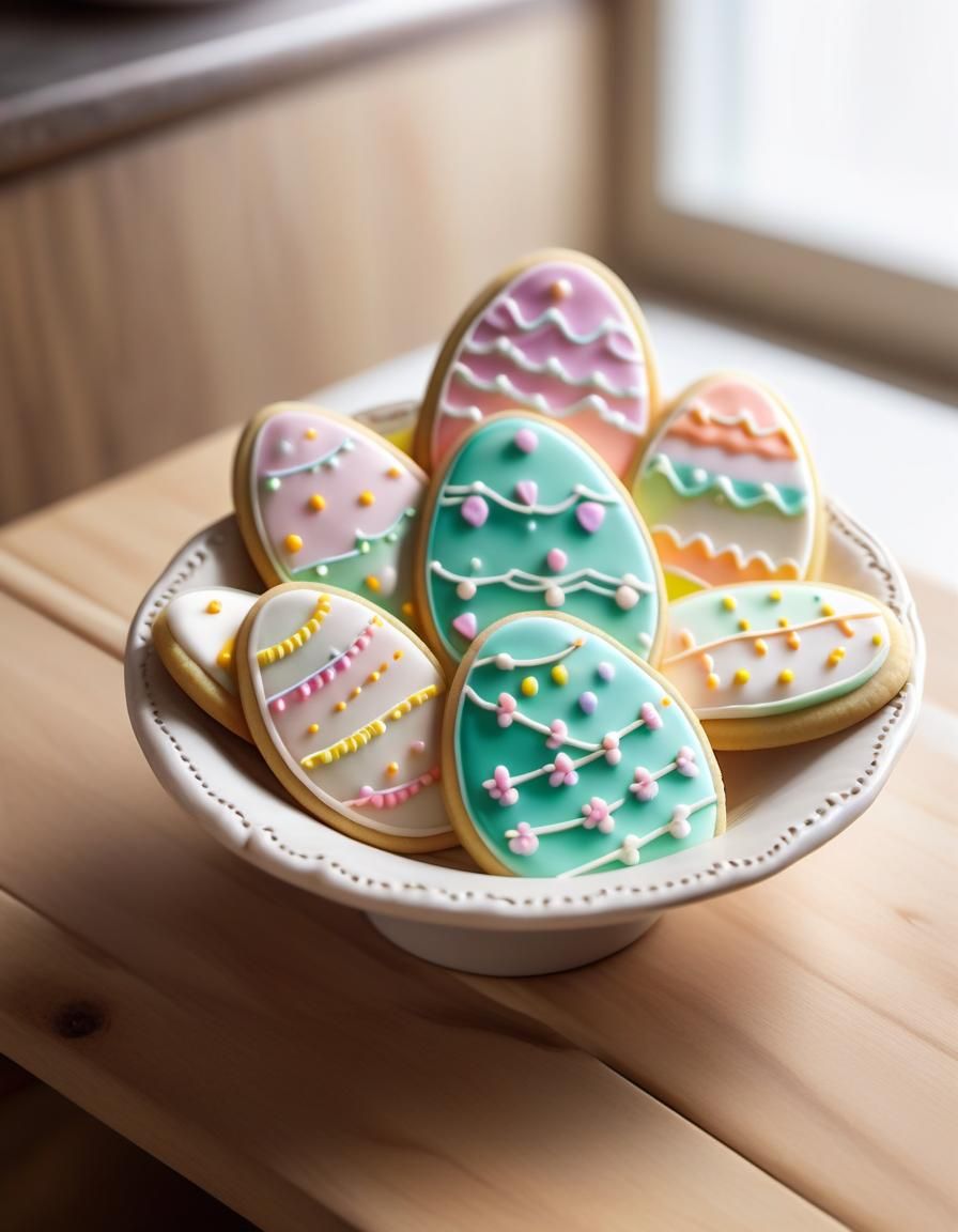 Close-Up of Easter Egg Decorated Cookies