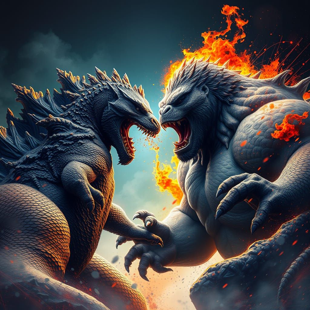 Cyberpunk-Inspired Titans Clash in a Fierce 8k Portrait