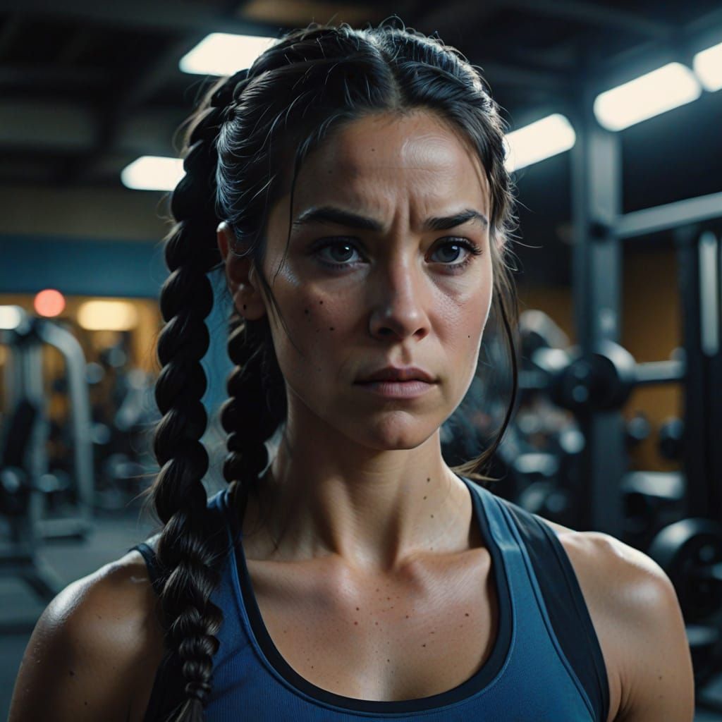 Cinematic Portrait of African-American Woman in Gym Wear
