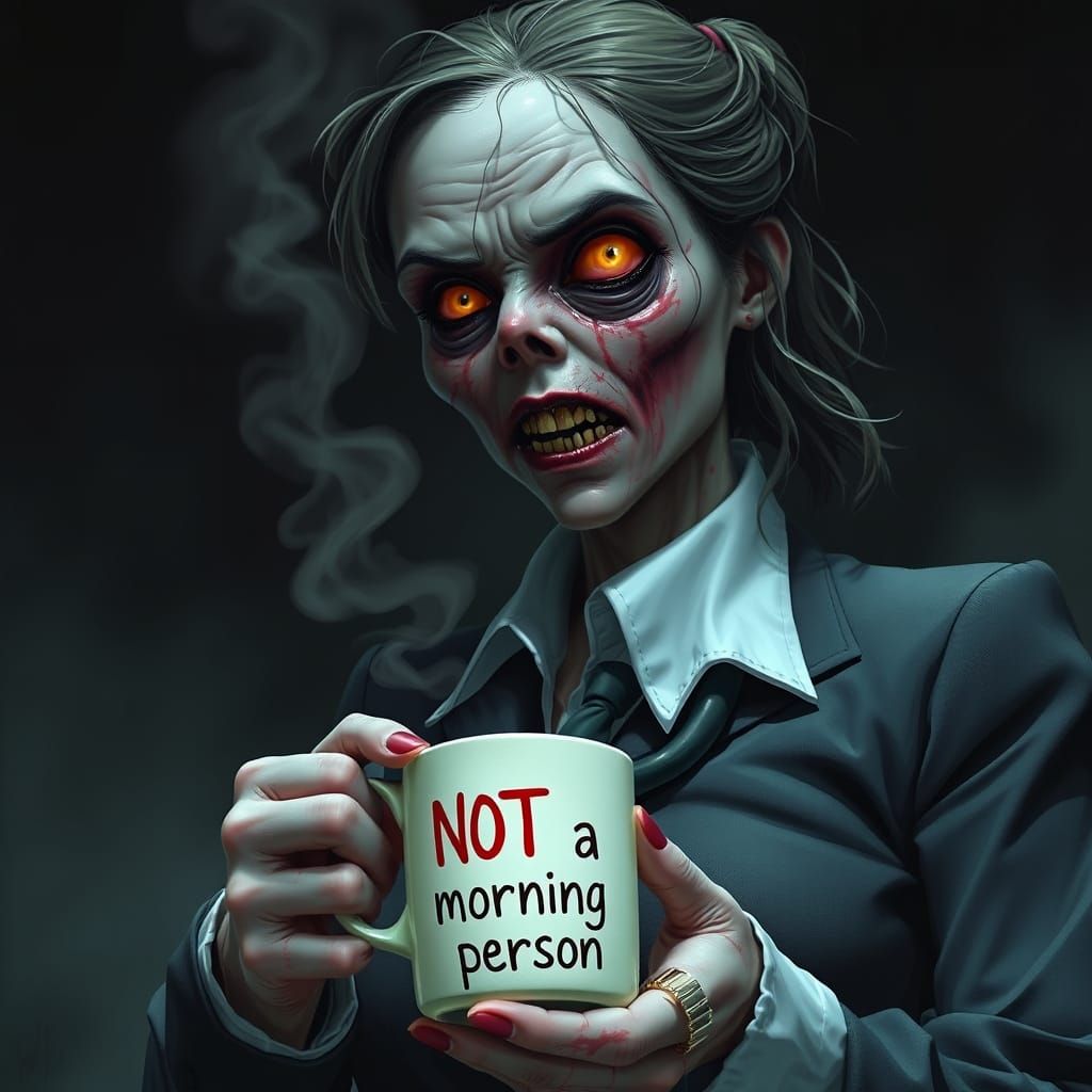 Morning Zombie in Dark Eerie Atmosphere