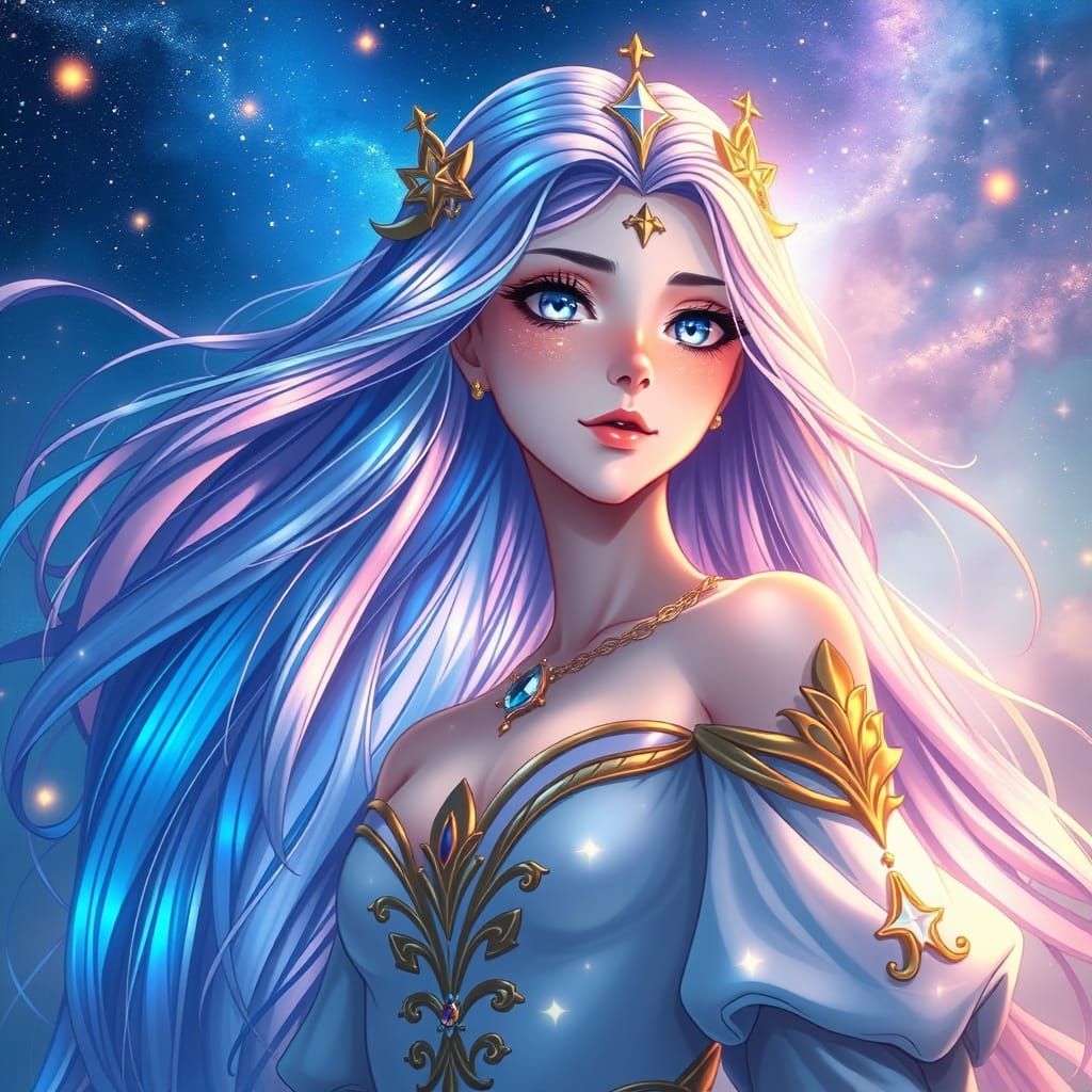Celestial Queen in Cosmic Fantasy Style