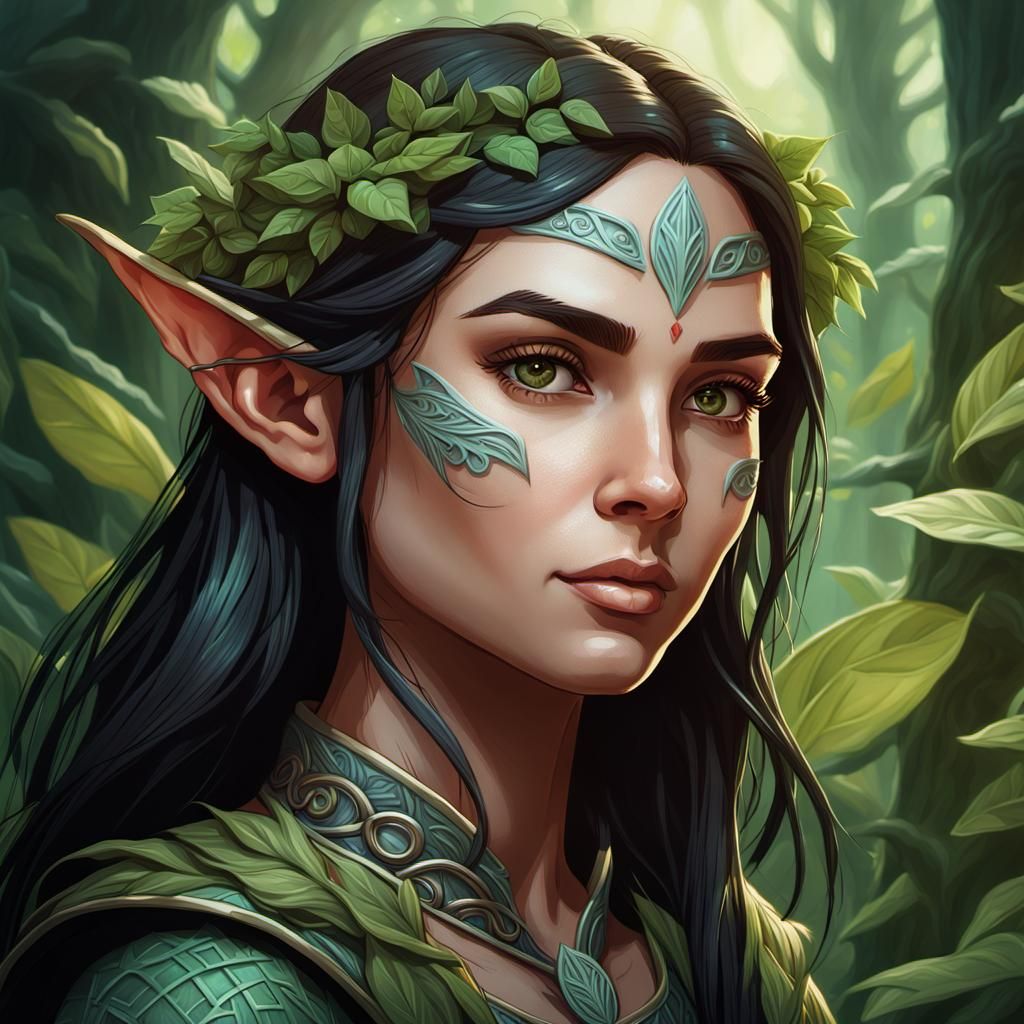 Half-Elf Herbologist Portrait in Ethereal Lighting