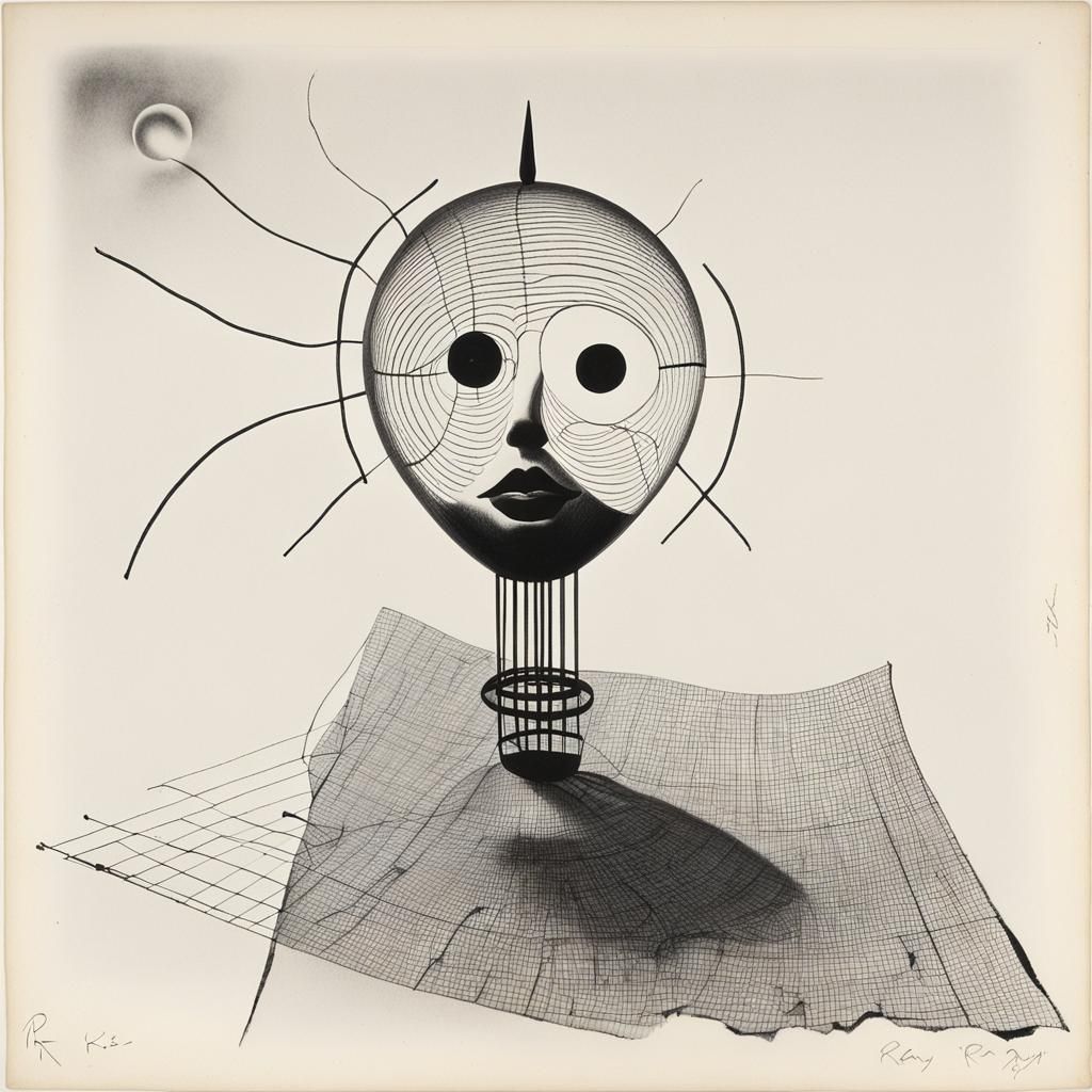 Surreal Rayograph of a Kiss in Childlike Style