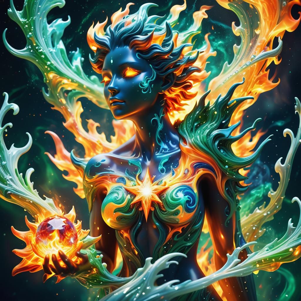 Blazing Star Elemental in Surreal Concept Art