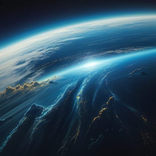 Earth Spinning in Space: Vibrant Oil Painting