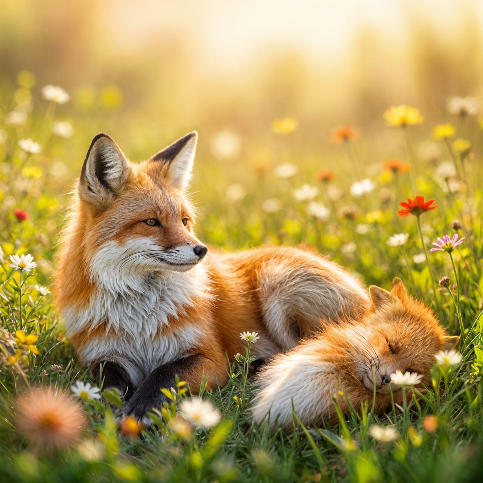 Relaxed Fox Lounging: AI Generated Image