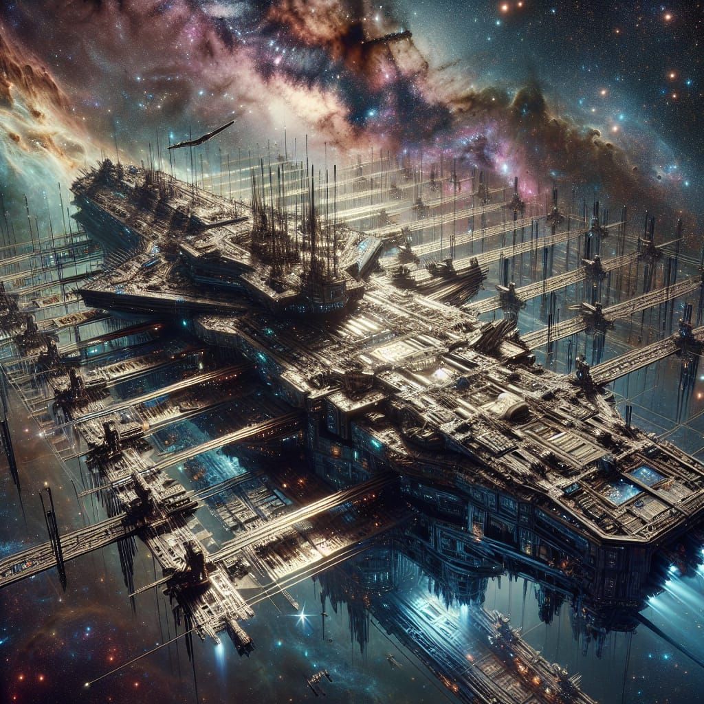 Dreadnought Spaceship Repair in Interstellar Shipyard